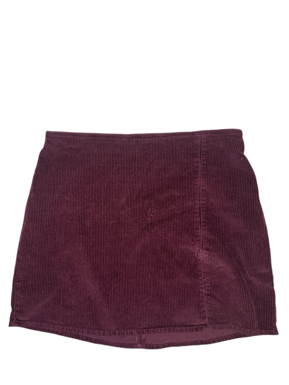 Hollister Women's Corduroy Mini Skirt with small front slit - Burgundy size XL
